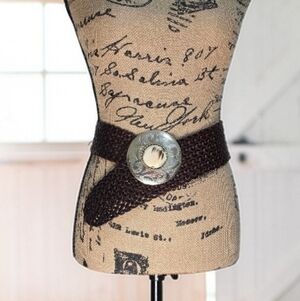 Woven Brown Leather Belt with Decorative Silver-Tone Buckle